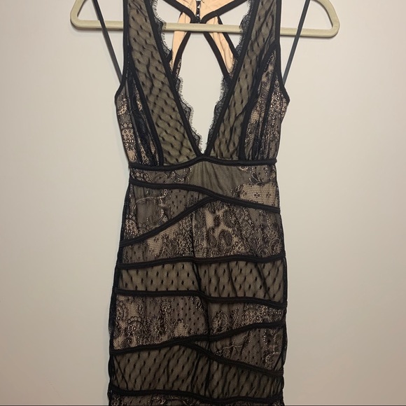 SOLD Bebe Jasper Plunging Lace Dress (Black) - Picture 2 of 9